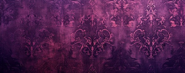 Royal Purple Vintage Floral Wallpaper.