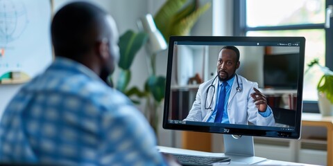 patient video call with doctor  - obrazy, fototapety, plakaty