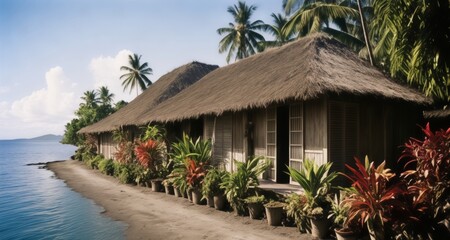  Tranquil beachfront hut with vibrant greenery