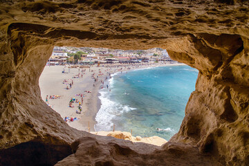 Matala Beach on the island of Crete (Greece)