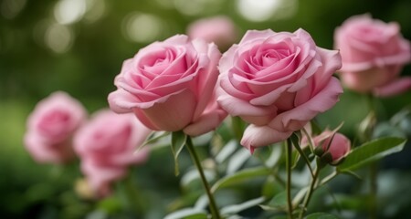  Blooming with beauty - A bouquet of pink roses in full bloom