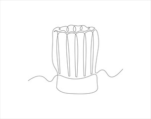 Continuous Line Drawing Of Chef Hat. One Line Of Chef Hat. Chef Hat Continuous Line Art. Editable Outline.
