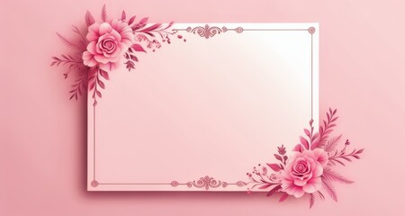  Elegant pink floral frame for a special message - obrazy, fototapety, plakaty