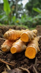 Obraz premium Turmeric from Madura, Indonesia, is known as a spice with anti-inflammatory and antioxidant properties