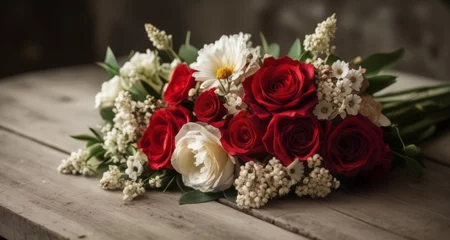 Foto op Canvas  Elegant bouquet of flowers on rustic table © vivekFx