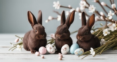  Easter joy with adorable bunnies and pastel eggs - Powered by Adobe