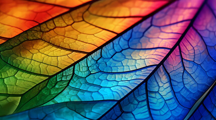 Obraz premium Psychedelic dragonfly wings under microscope colorful abstract texture