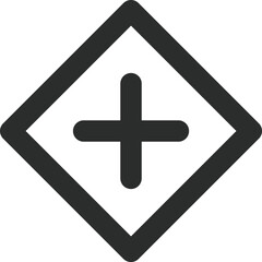 ミニ標識の線画単品イラスト　十形道路交差点あり