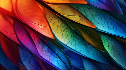 Psychedelic dragonfly wings under microscope colorful abstract texture