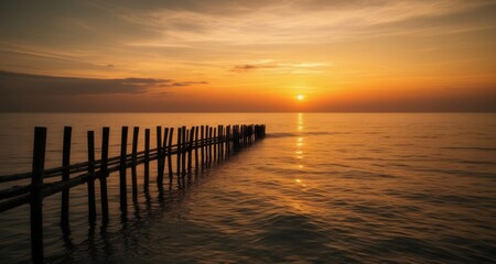 Fototapeta na wymiar Sunset serenity at the pier's end
