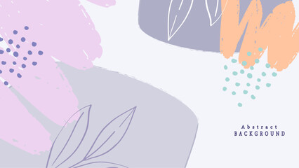 Pastel color brushes and leaves design. Abstract background with multi colored line pattern.