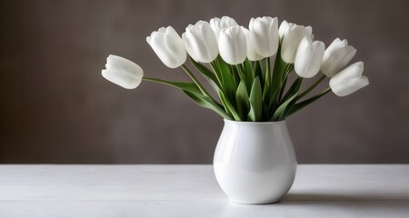  Elegant simplicity - A bouquet of white tulips in a minimalist vase