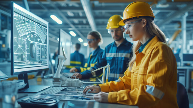 industrial engineers working with wind energy