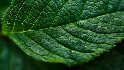 Fototapeta premium Close-up view, Smooth color tone of curved green leaf's texture