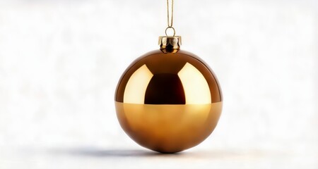  Golden Christmas ornament hanging from a string