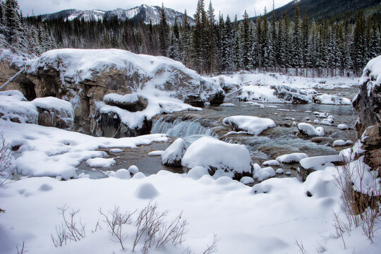 Winter in the Canadian Rockies. A winter scene taken in Banff, Alberta, Canada