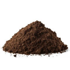 Soil dirt pile isolated on white side view