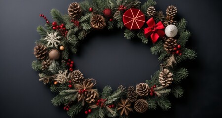 Fototapeta na wymiar Wreath of festive joy and nature's charm