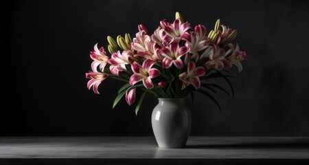  Elegance in bloom - A bouquet of pink lilies in a minimalist setting