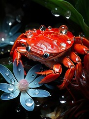 red crab in water