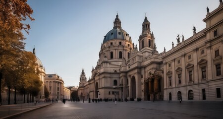 Naklejka premium Elegant European architecture at sunset