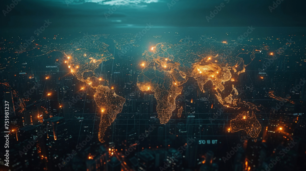 Poster an interactive map projection of the world shows the top countries in terms of ecommerce sales. ligh