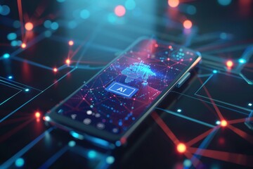 smartphone with in intelligence Ai, Chat with AI Artificial Intelligence, futuristic technology