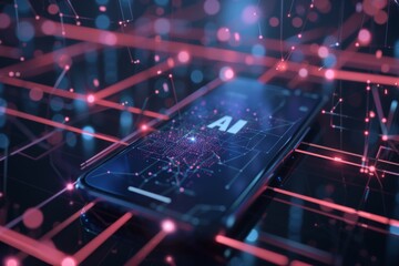 smartphone with in intelligence Ai, Chat with AI Artificial Intelligence, futuristic technology