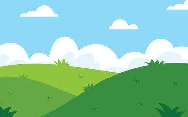 Green field landscape scenery