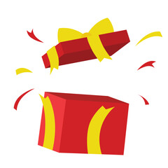 Obraz premium Opened red gift box and confetti isolated on white background