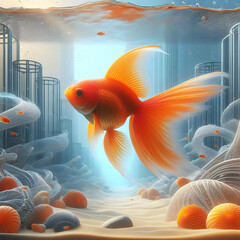 gold fish in aquarium