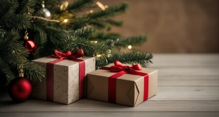 Fototapeta na wymiar Joyful Christmas gifts under the tree