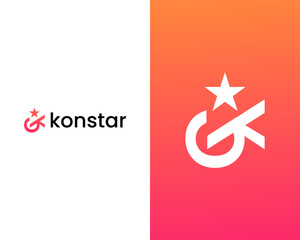K Circle star logo concept vector design