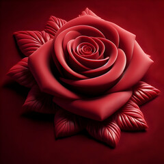 Red rose on a velvet red background 