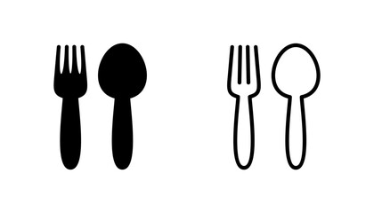 spoon and fork icon set. spoon, fork and knife icon vector. restaurant icon