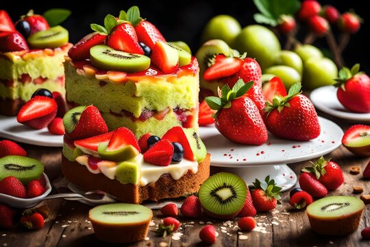 cake with strawberries generated by AI