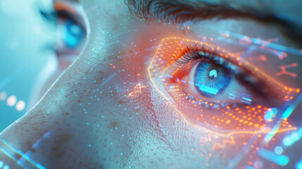 Fototapeta premium A detailed view of a digital device displaying a 3D skin simulation with AI diagnosis results.