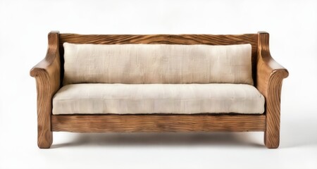  Elegant wooden bench with a plush white cushion