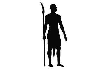 trirbe man Holding a Spear Head, Ancient aztec warrior holding shield, maya soldier
