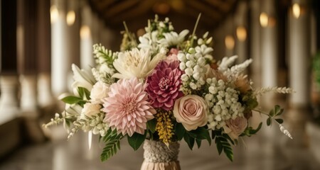 Obraz na płótnie Canvas Elegant floral arrangement in a grand setting