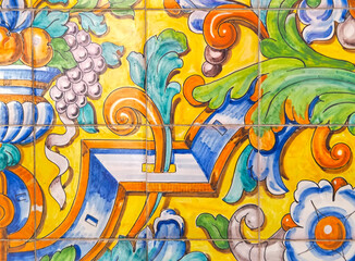 Beautiful tiles at spanish la Laguna Square in Ayamonte Spain