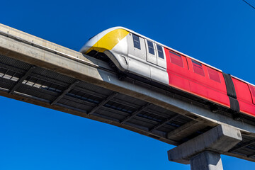 Bangkok, Thailand. February 25, 2024 : Sky train in Bangkok