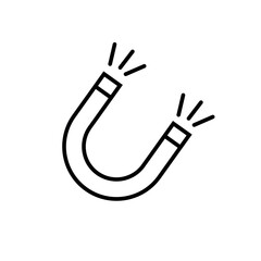 Magnet line icon vector, outline style magnet icon vector in flat trendy style illustration isolated on white background.