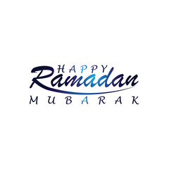 Happy Ramadan Mubarak typography isolated on white background 