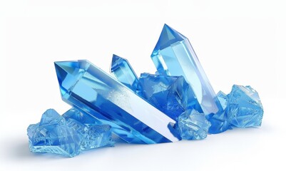 blue crystal mineral on white background