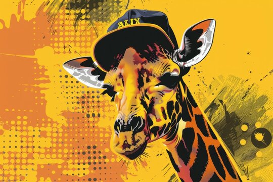 giraffe with cap for poster design