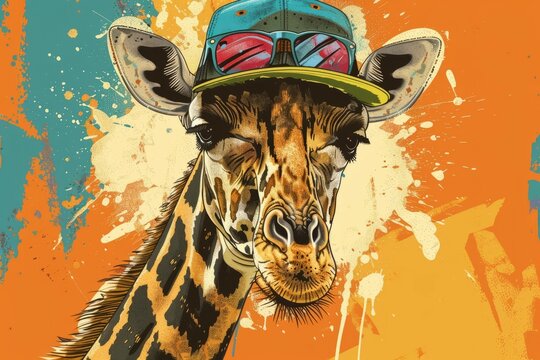 giraffe with cap for poster design