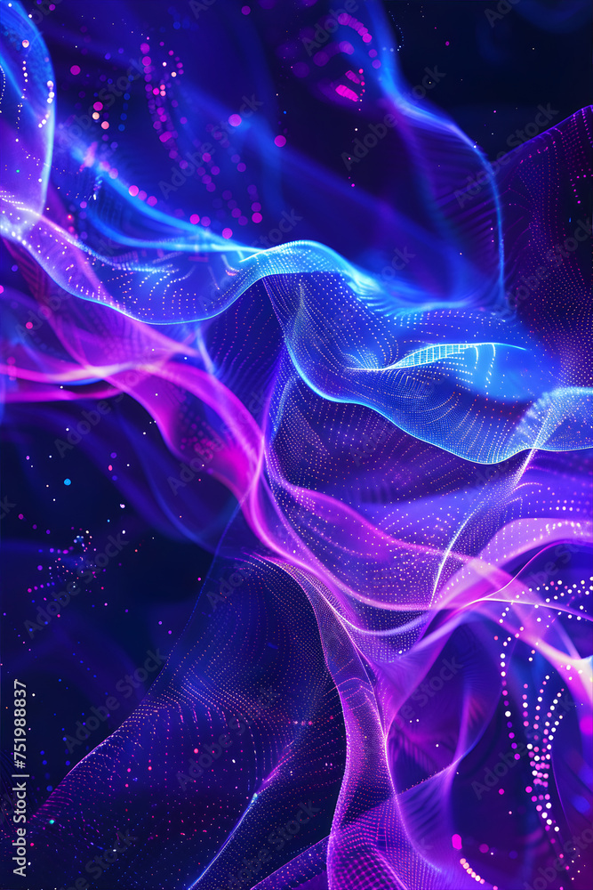 Wall mural data waves. modern vertical neon abstract backdrop. virtual ciberspace.
