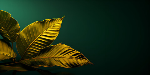 Tropical leaves gold and blackllustration of a black and gold tree leaf  AI Generative
 