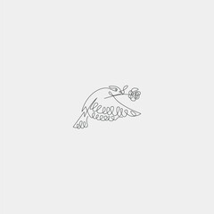 sparrow and rose one line minimalistic isolated vector illustration, doodle, abstract, Graphics, Graphic Design